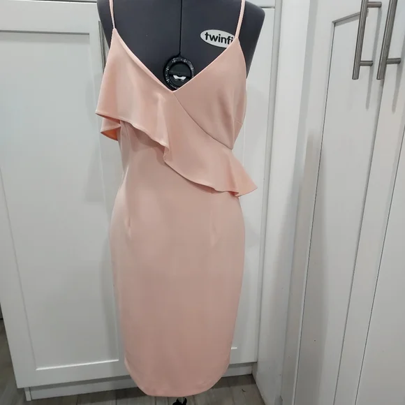 Elegant Peach Ruffle Dress - Picture 2 of 7